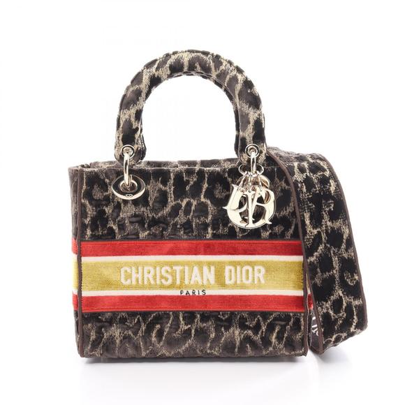 Dior Dior Lady D-Lite Medium Handbag Bag Fabric Brown - Picture 1 of 10